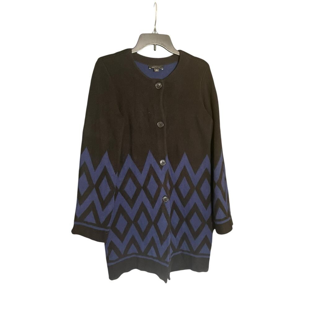 Ann Taylor Black & Blue Long Sleeve Cardigan Long Length- Size Medium - Picture 2 of 7
